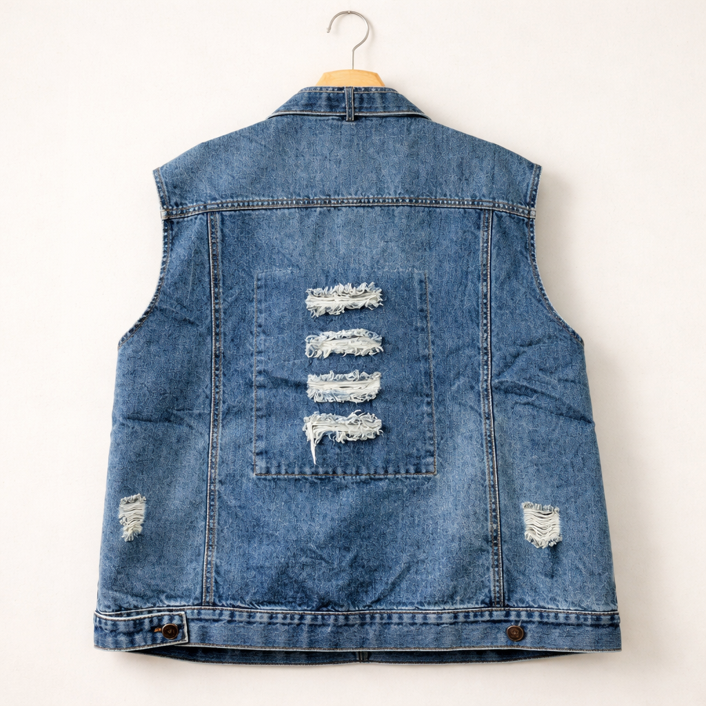 Bandana Reworked Denim Vest