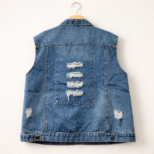 Bandana Reworked Denim Vest