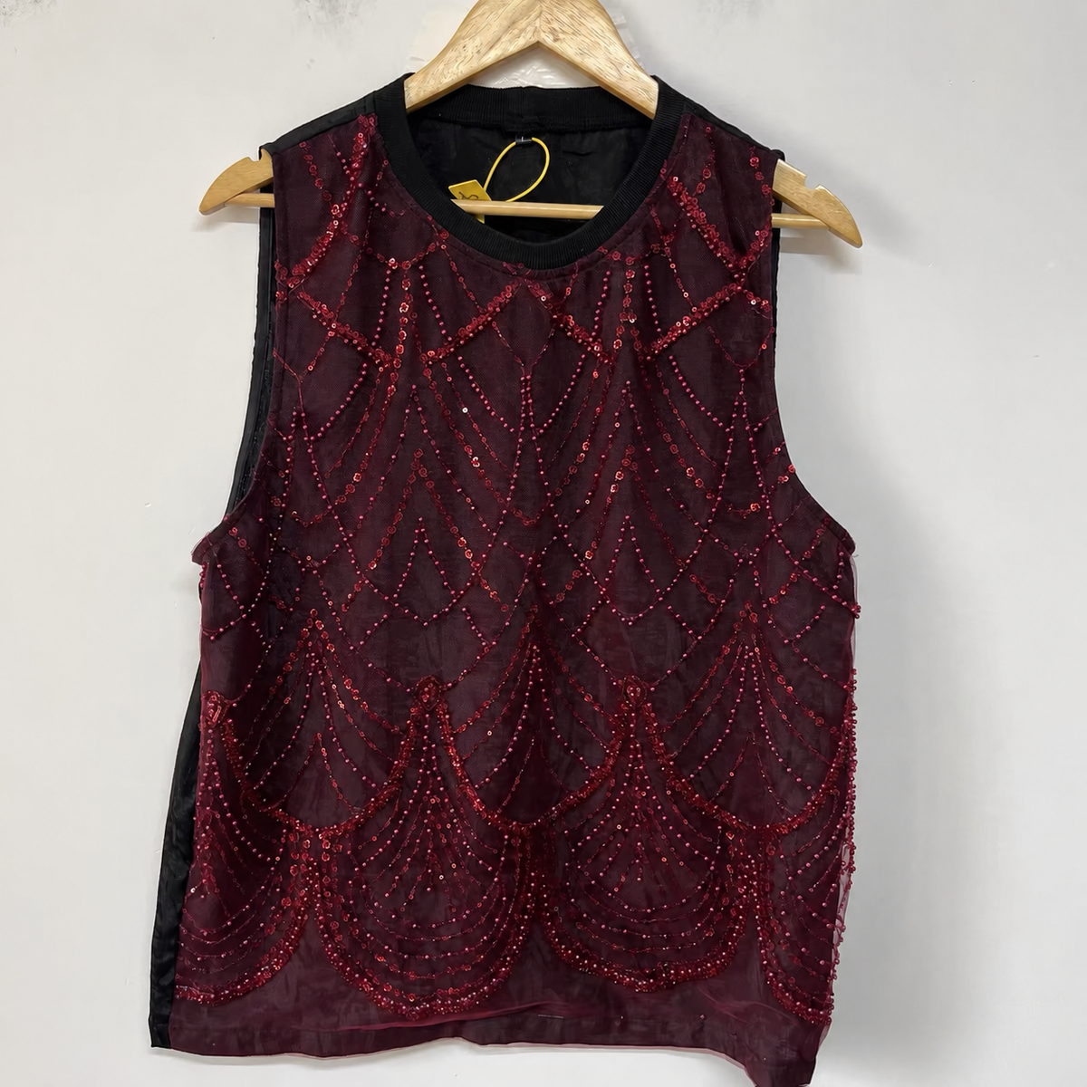 Burgundy Sequin Tank Top