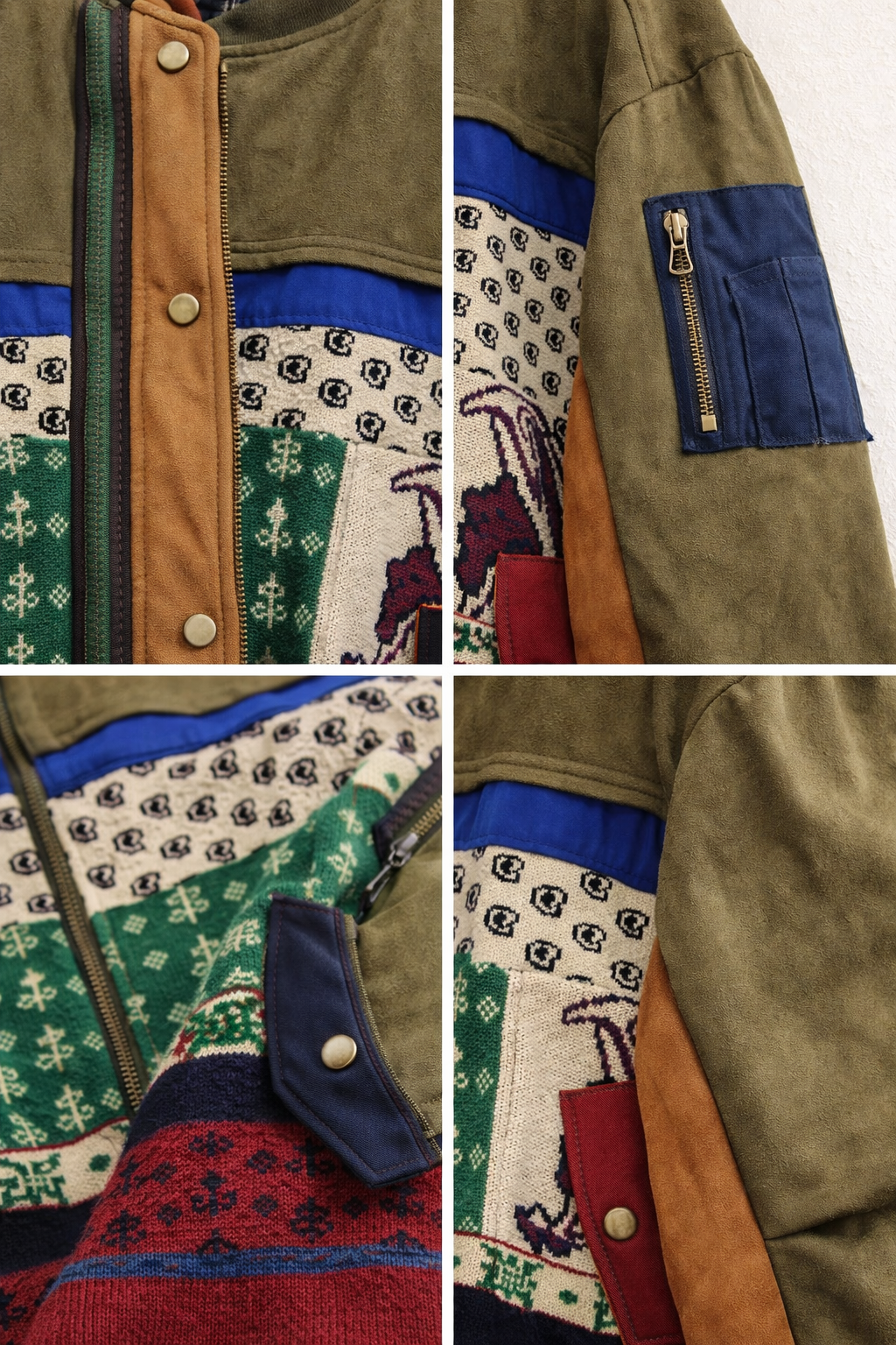 Patchwork Bomber Jacke