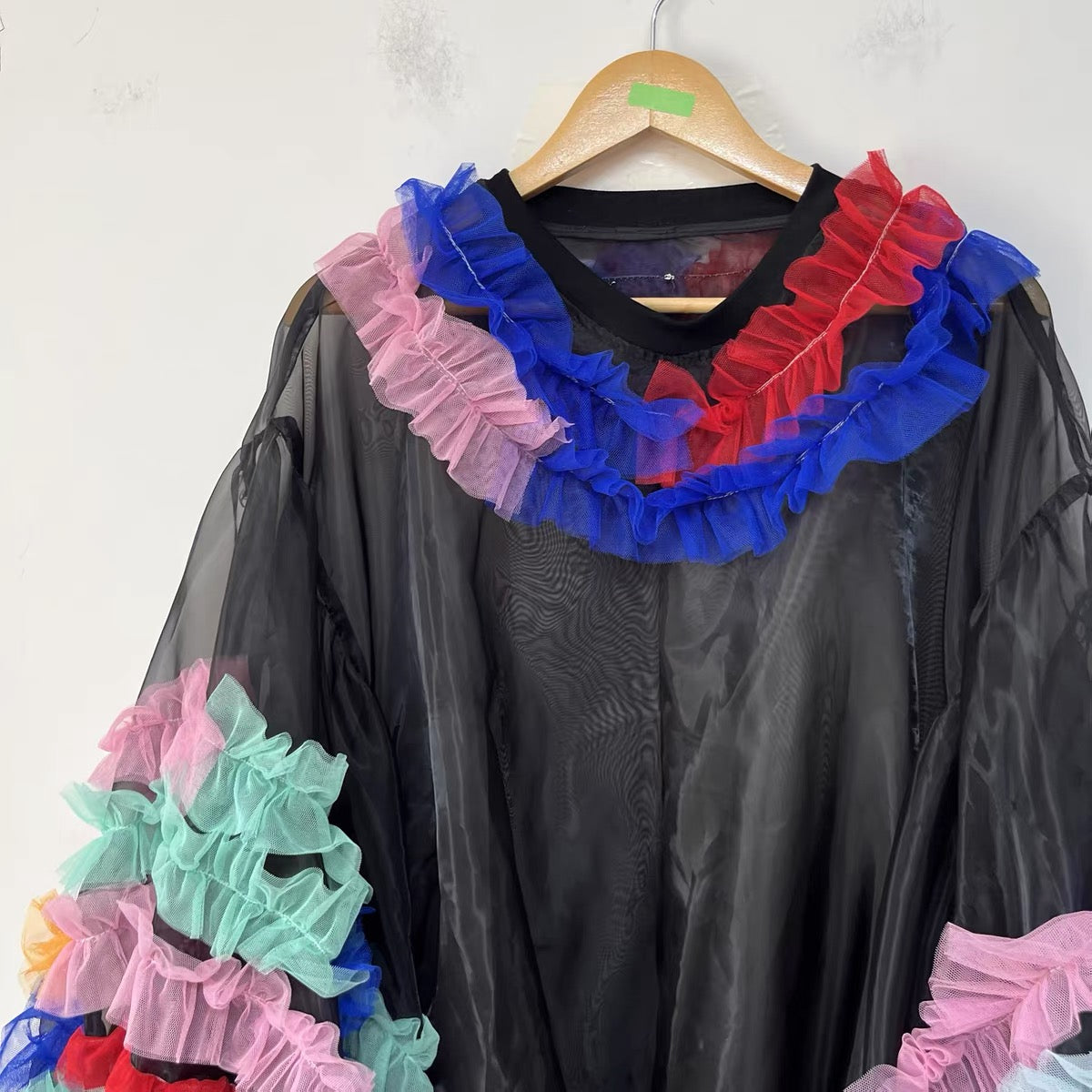 Carnival Sheer Organza Ruffle Hooded Top