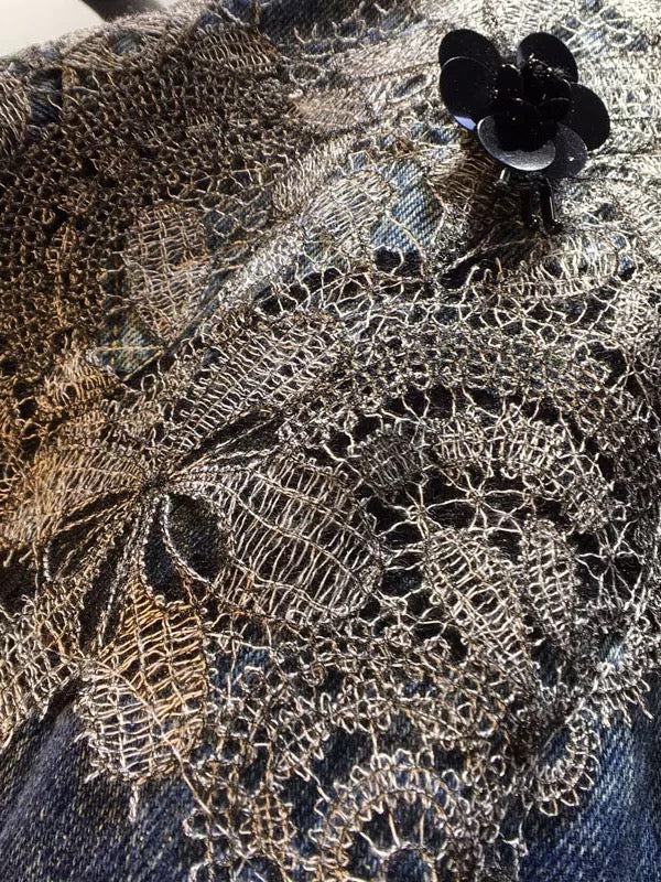 Midnight Lace Reworked Denim Jacket (E)
