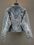 Crystal Fringe Denim Jacket