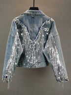 Crystal Fringe Denim Jacket