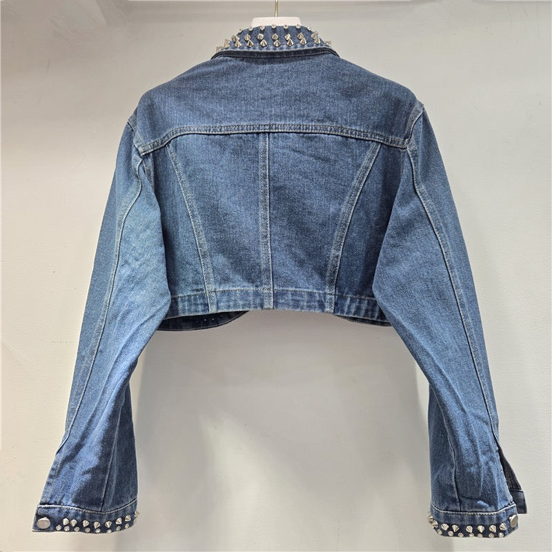 Roxie Studded Denim Crop Jacket