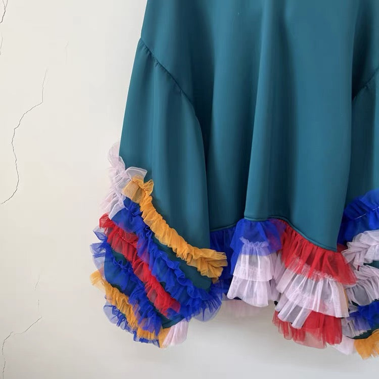Carnival Ruffle Upcycled Hooded Top