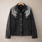 Artistic Feather Jean Jacket