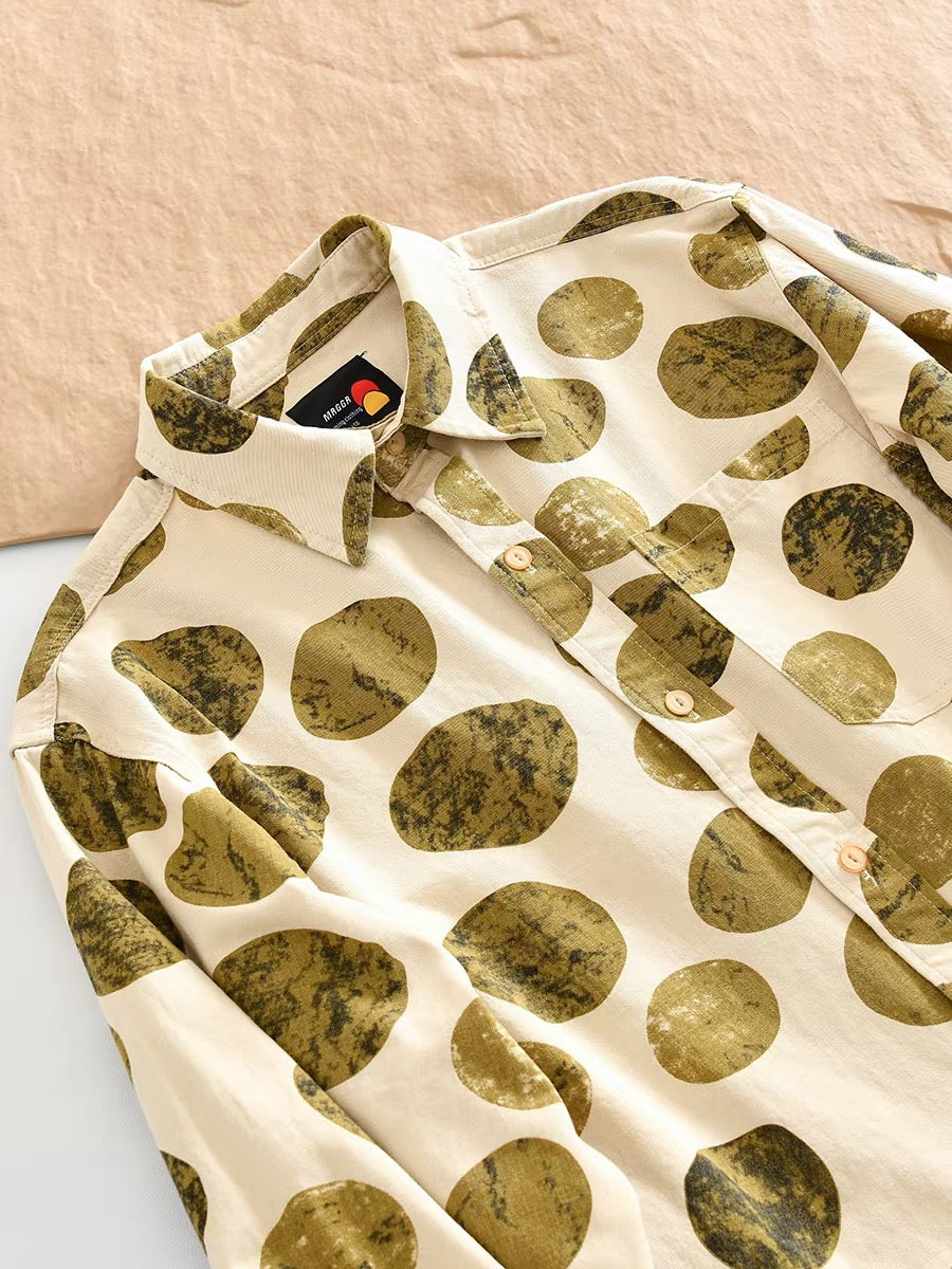 Olive Dot 100% Cotton Shirt