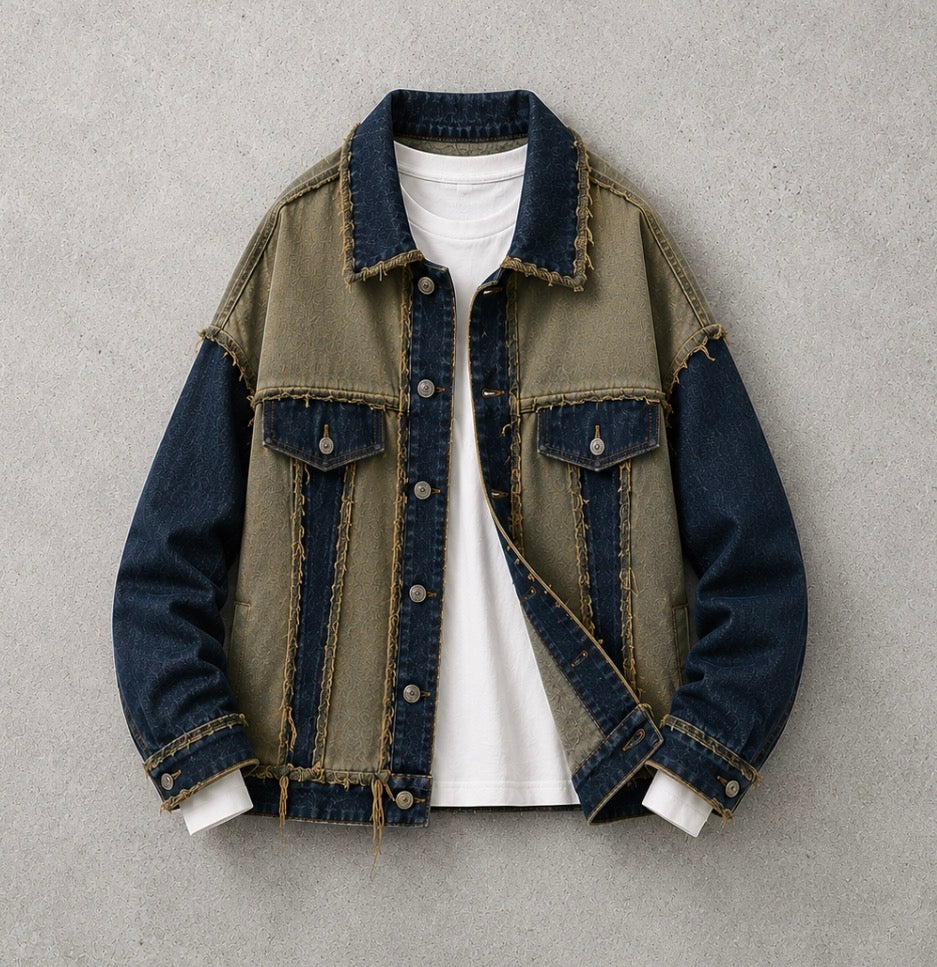 Distressed Patchwork Workwear Jacket