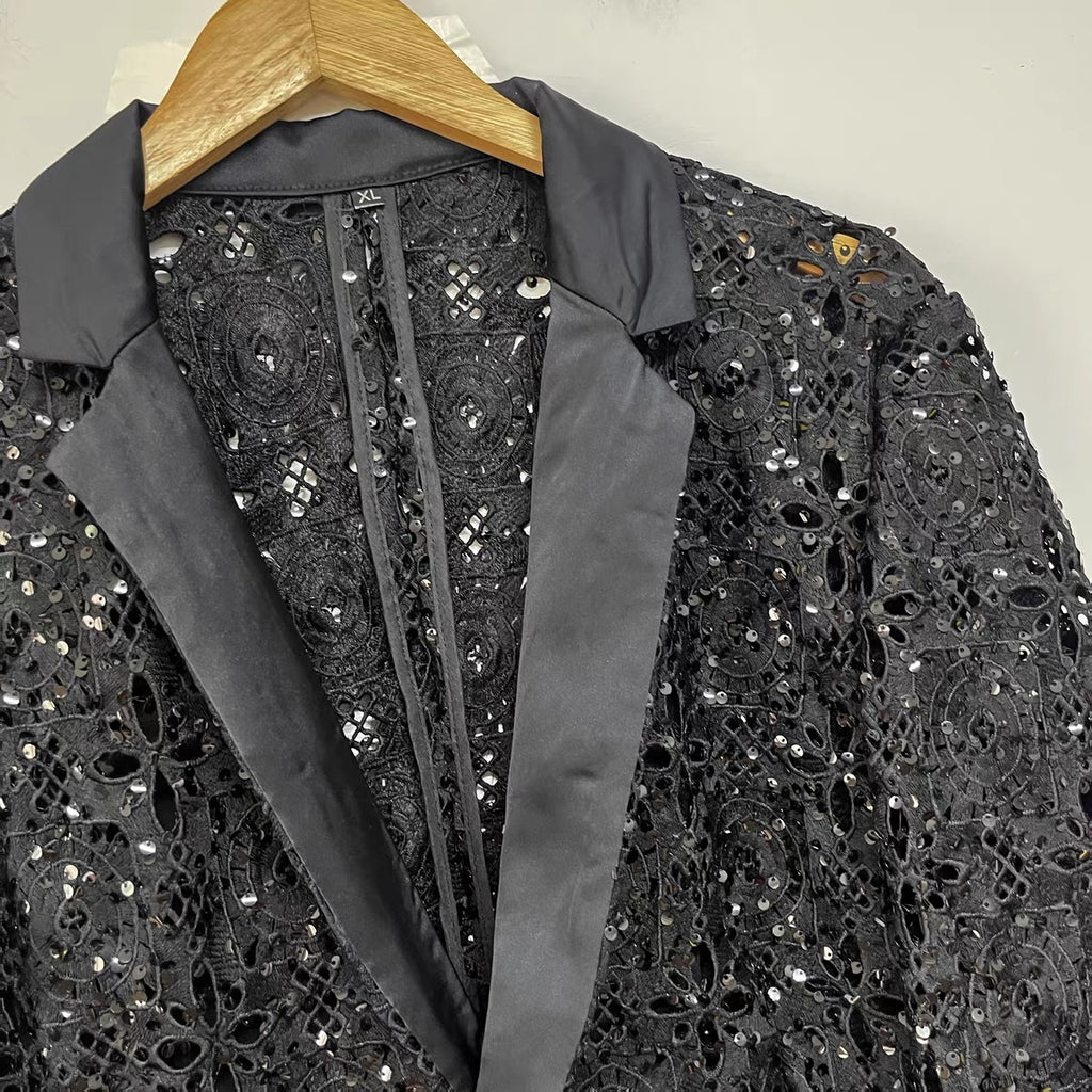 Onyx Sequin Embroidered Blazer