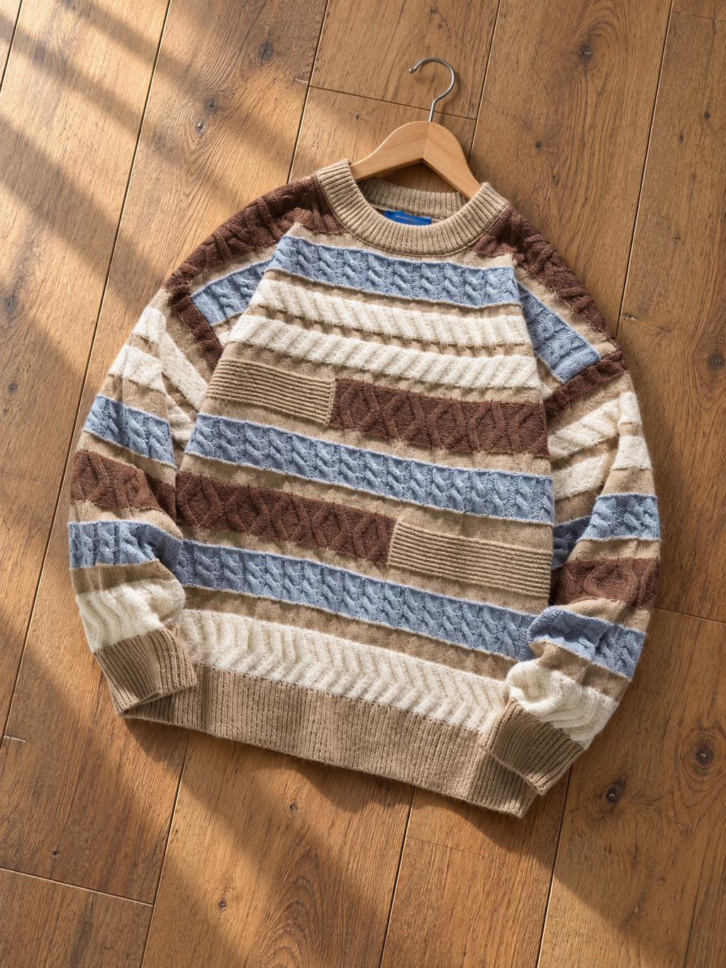 Patchwork Cable Knit Sweater