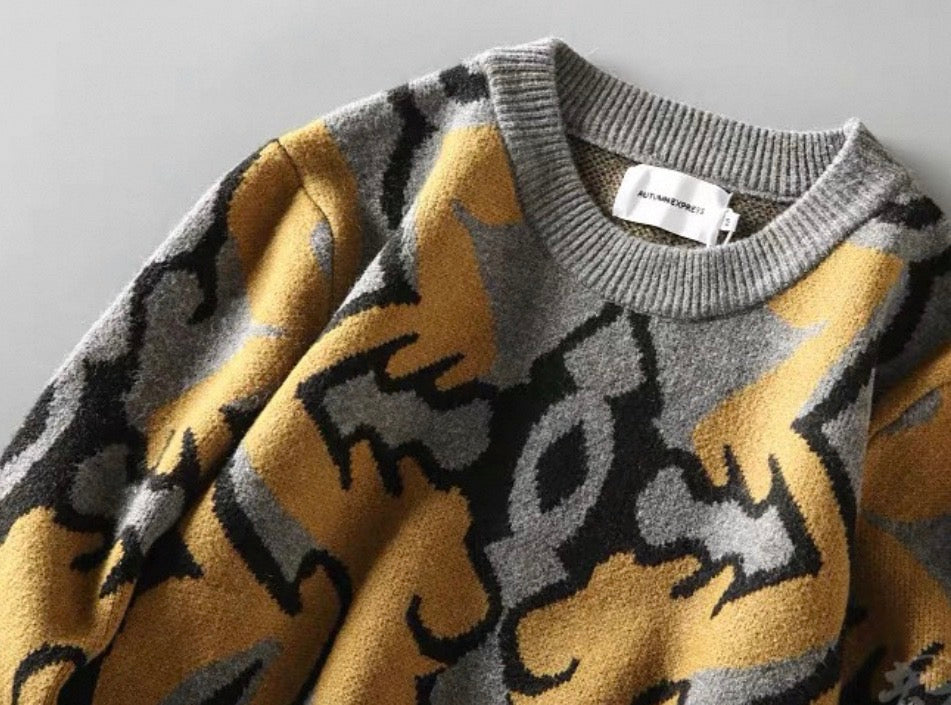 Retro Plaid Knit Sweater