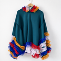 Carnival Ruffle Upcycled Hooded Top