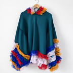 Carnival Ruffle Upcycled Hooded Top