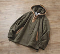 Colorblock Lace-Up Corduroy Hoodie