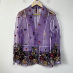 Violet Sheer Floral Blazer