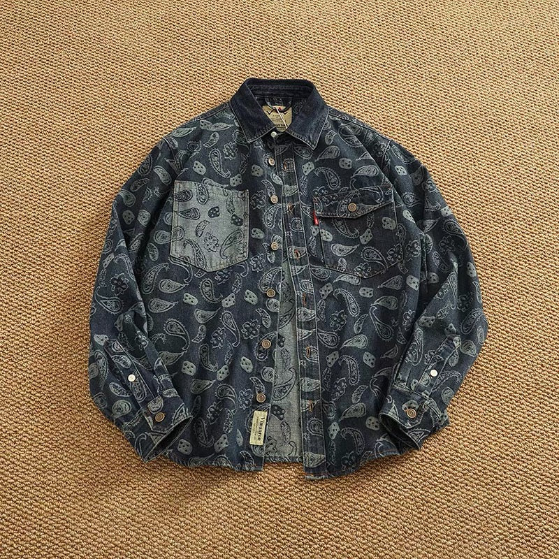 Washed Paisley Denim Shirt