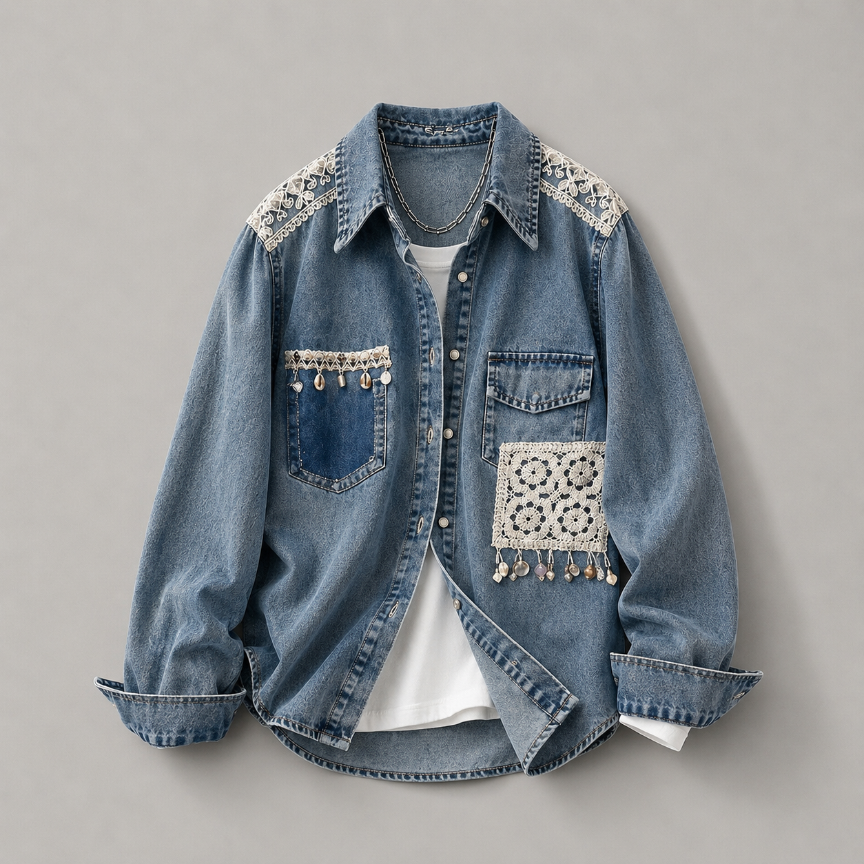 Willow Reworked Lace Denim Shirt