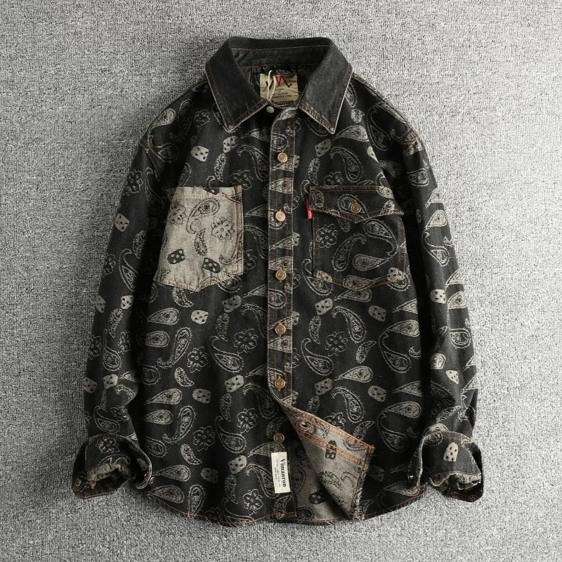 Washed Paisley Denim Shirt