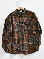 Sable Folk Print Patchwork Shirt