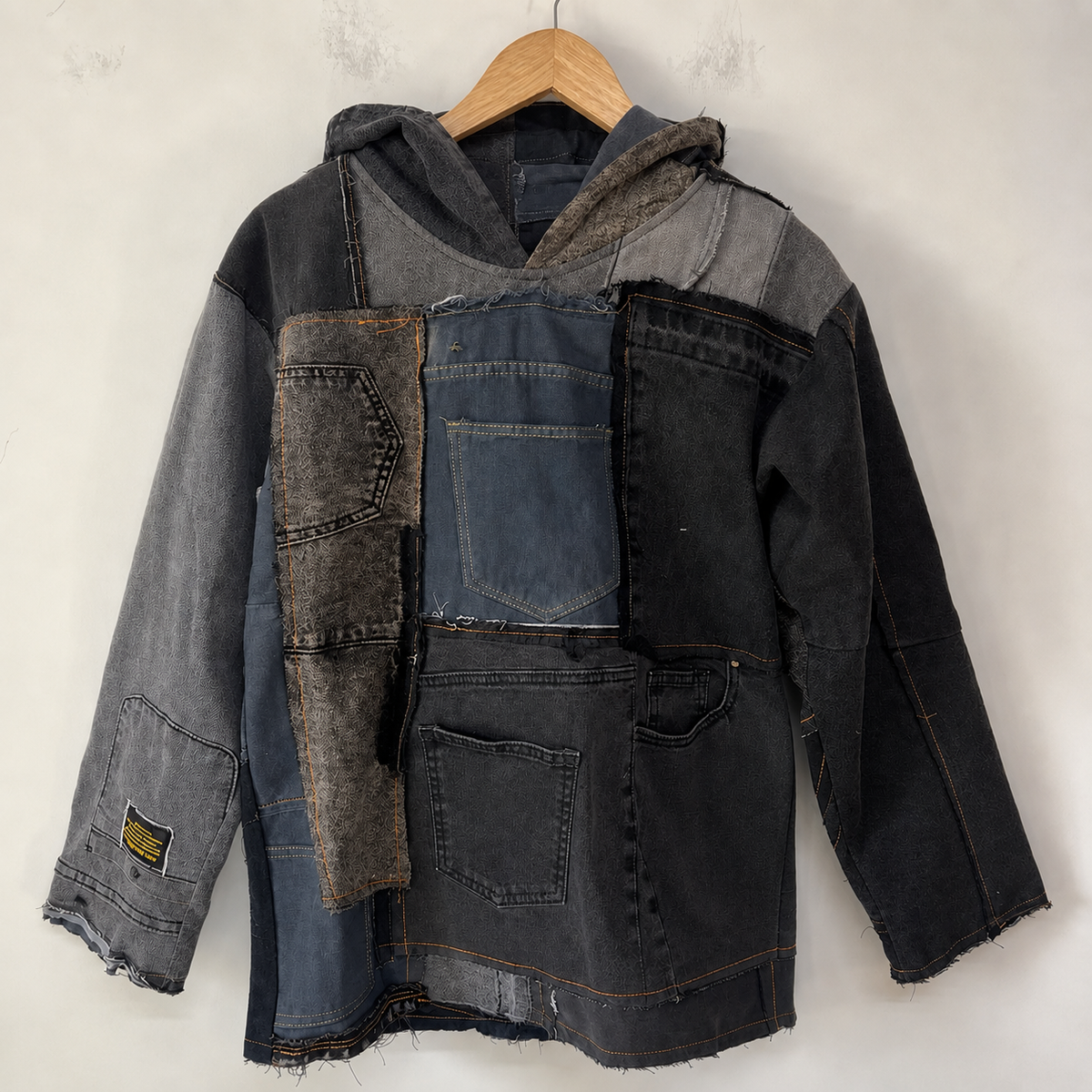Upcycled Rift Patchwork Denim Hoodie