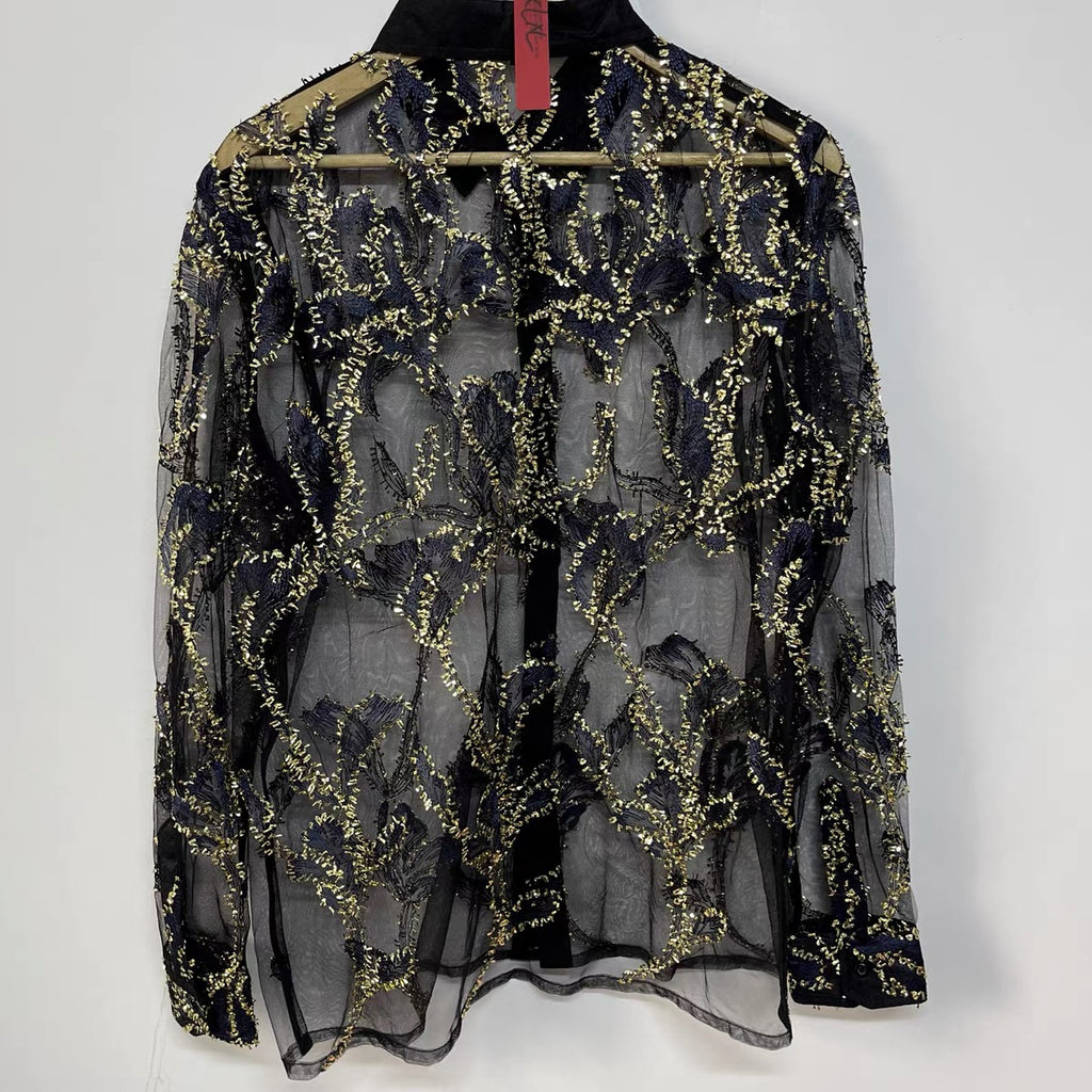 Aurelia Embroidered Mesh Shirt