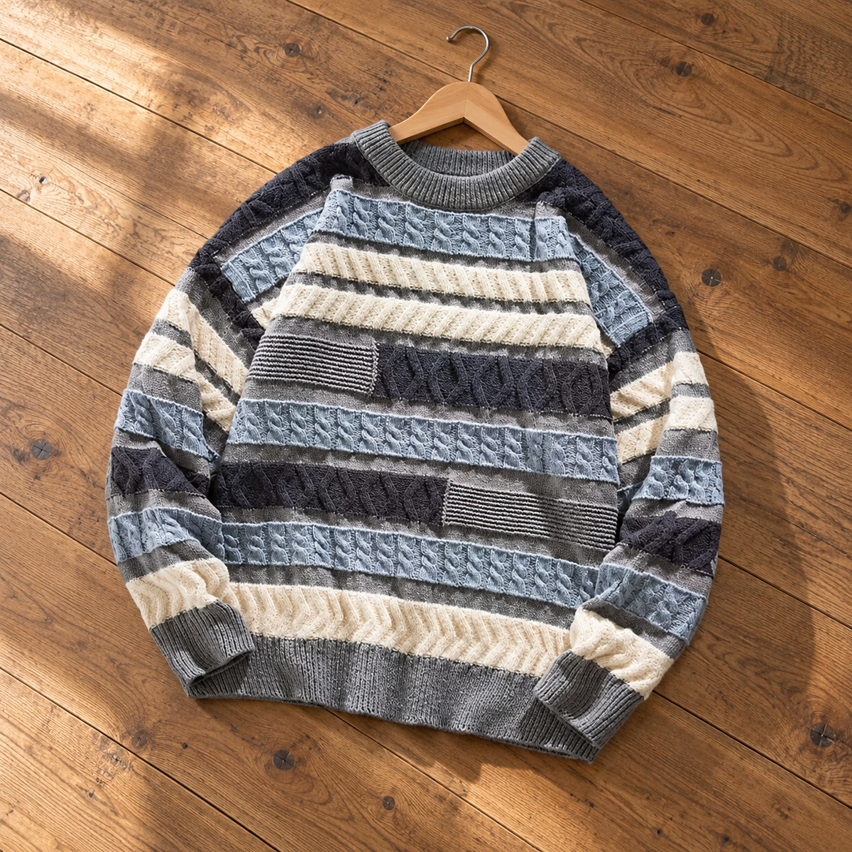 Patchwork Cable Knit Sweater