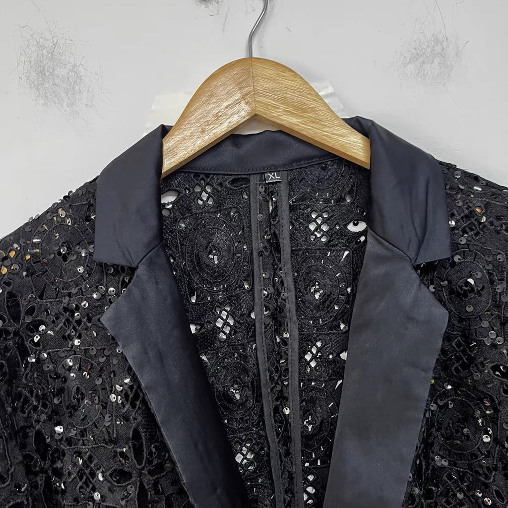 Onyx Sequin Embroidered Blazer