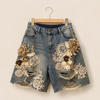 Blossom Lace Reworked Denim Shorts