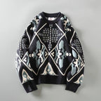 Retro Plaid Knit Sweater