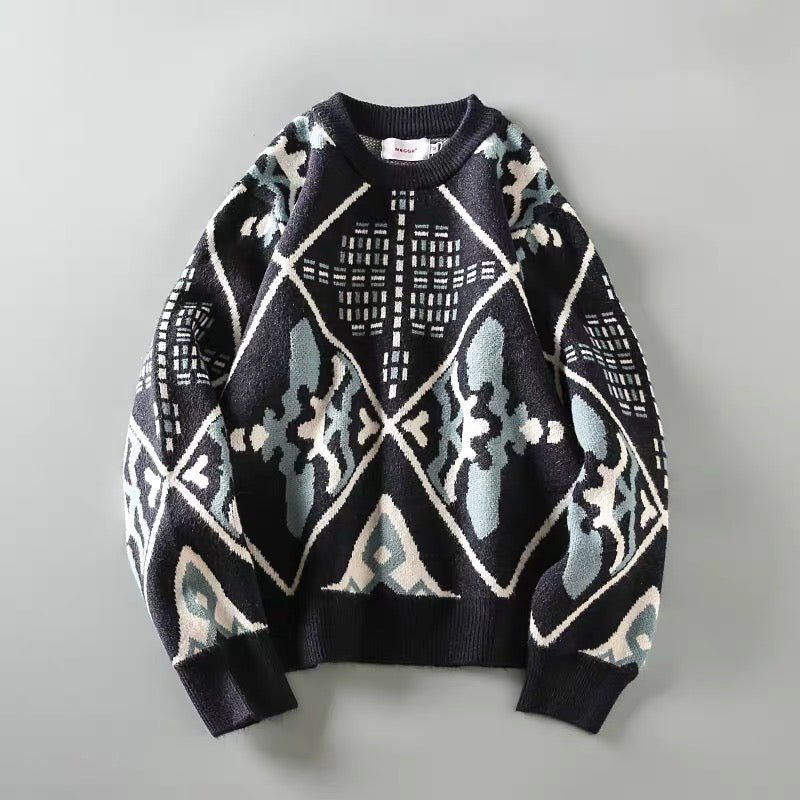 Retro Plaid Knit Sweater