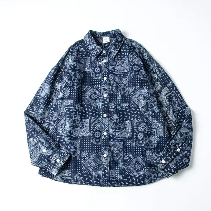 Indigo Paisley Patchwork Shirt