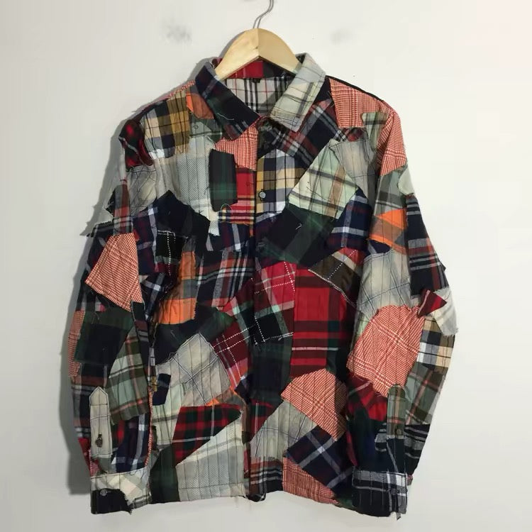 Patchwork Plaid Shirt Jacket