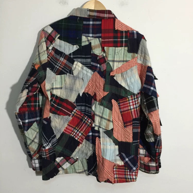 Patchwork Plaid Shirt Jacket