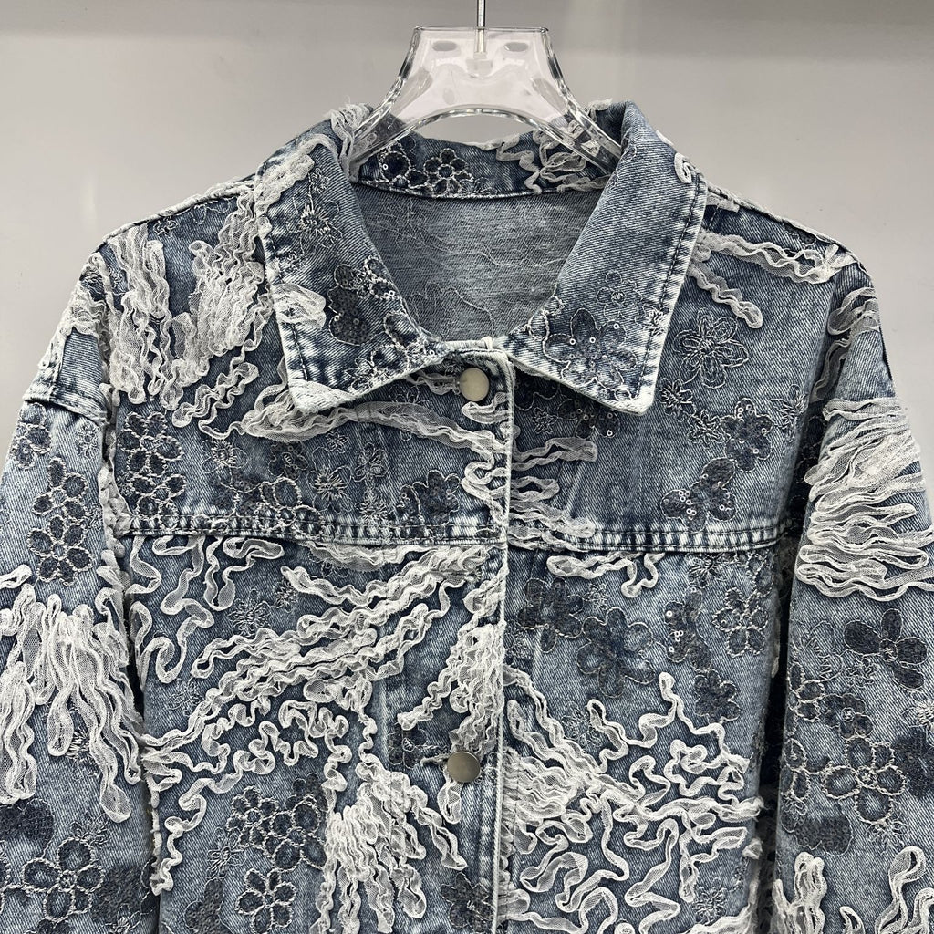 Bloom Lace Denim Jacket (E)