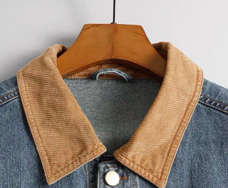 Calder Contrast-Collar Denim Workwear Jacket