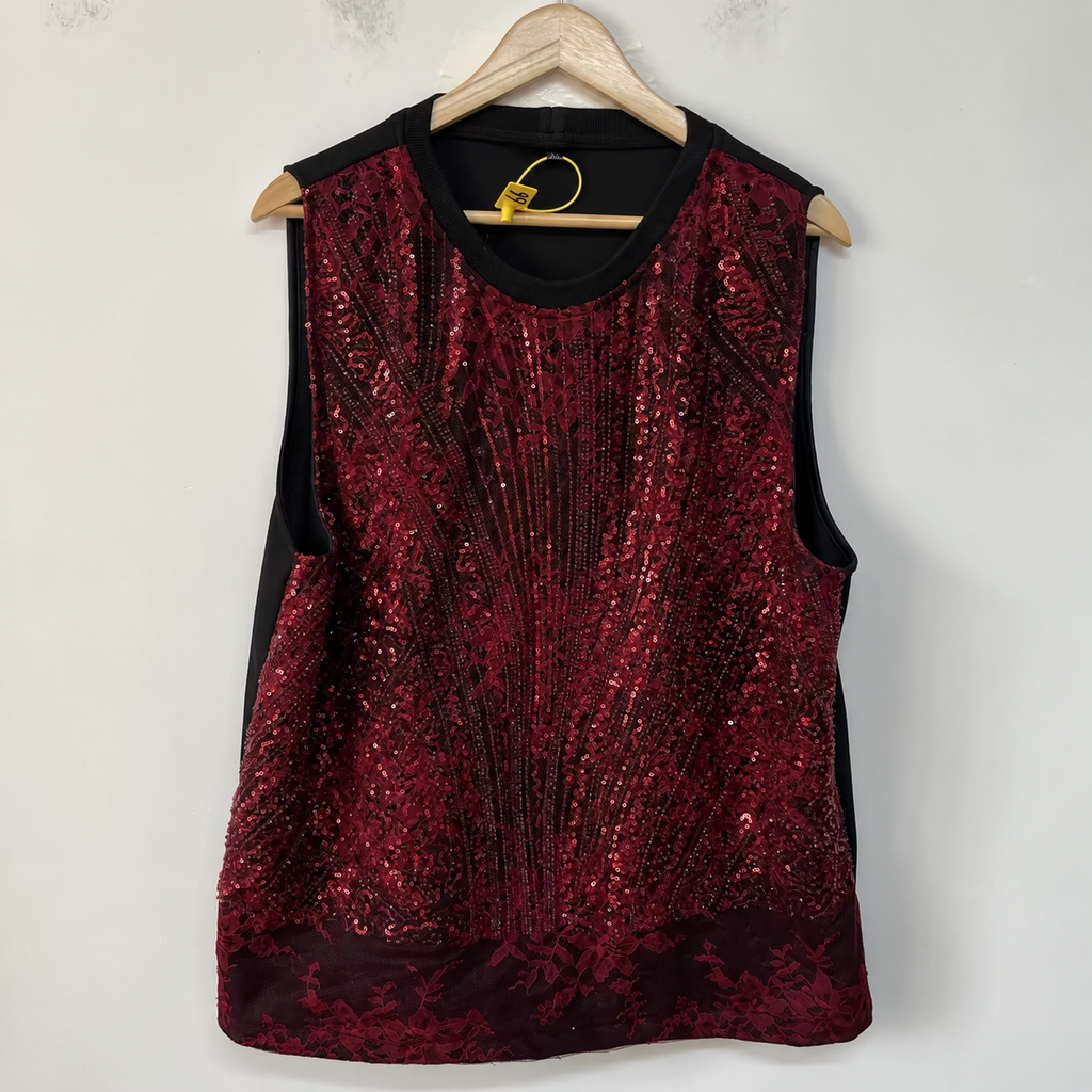 Burgundy Sequin Tank Top