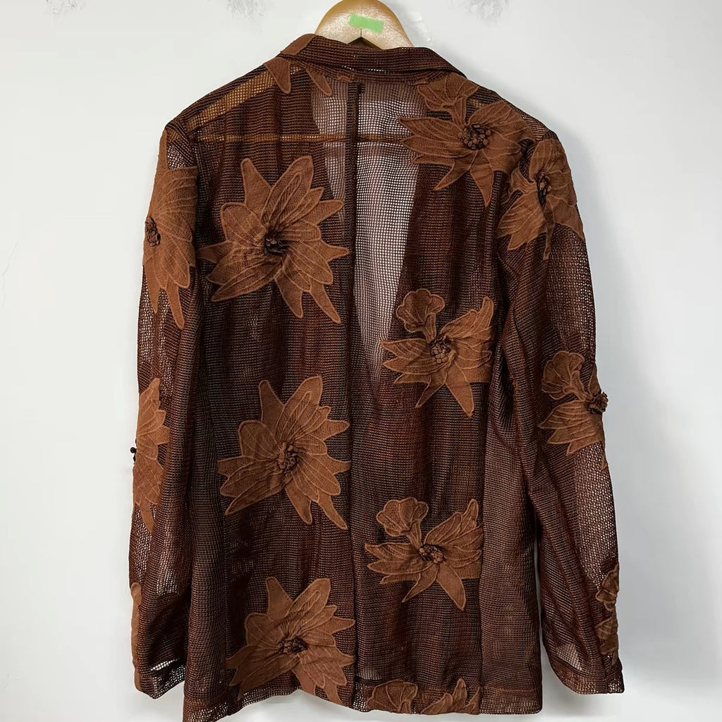 Cocoa Bloom Sheer Blazer
