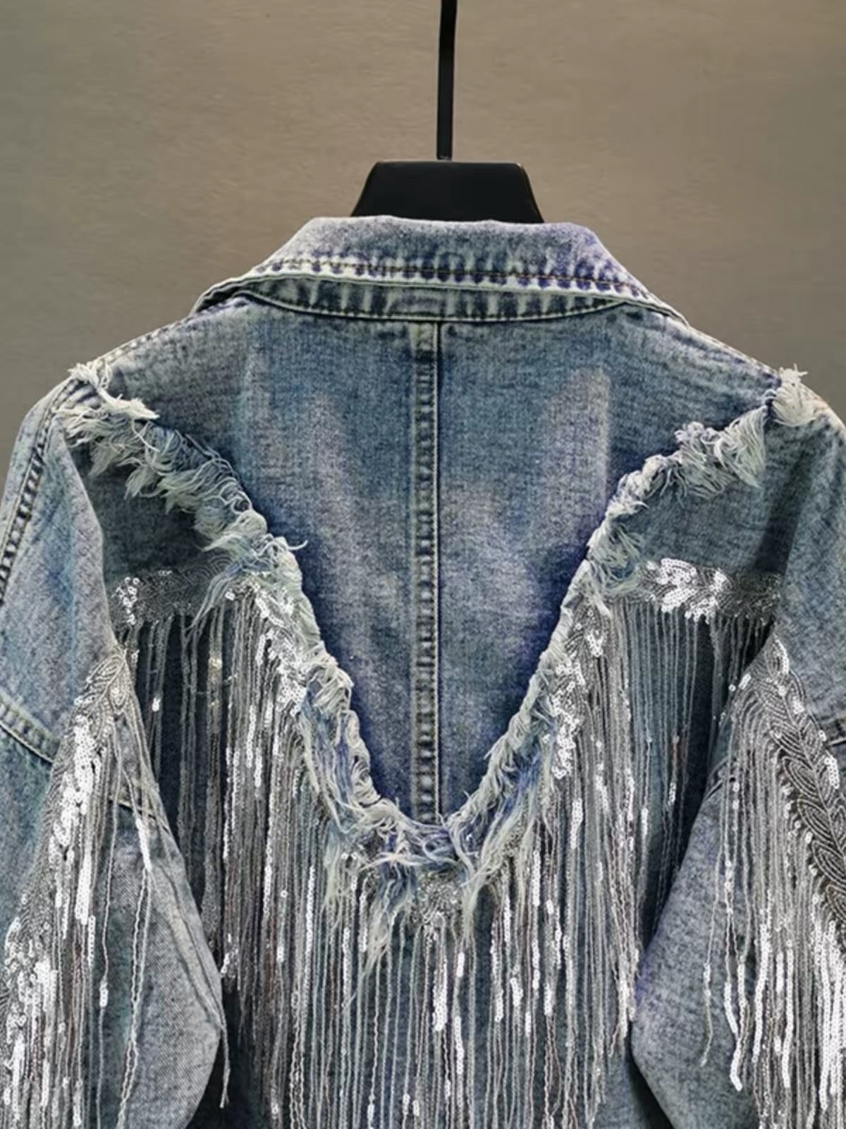 Crystal Fringe Denim Jacket