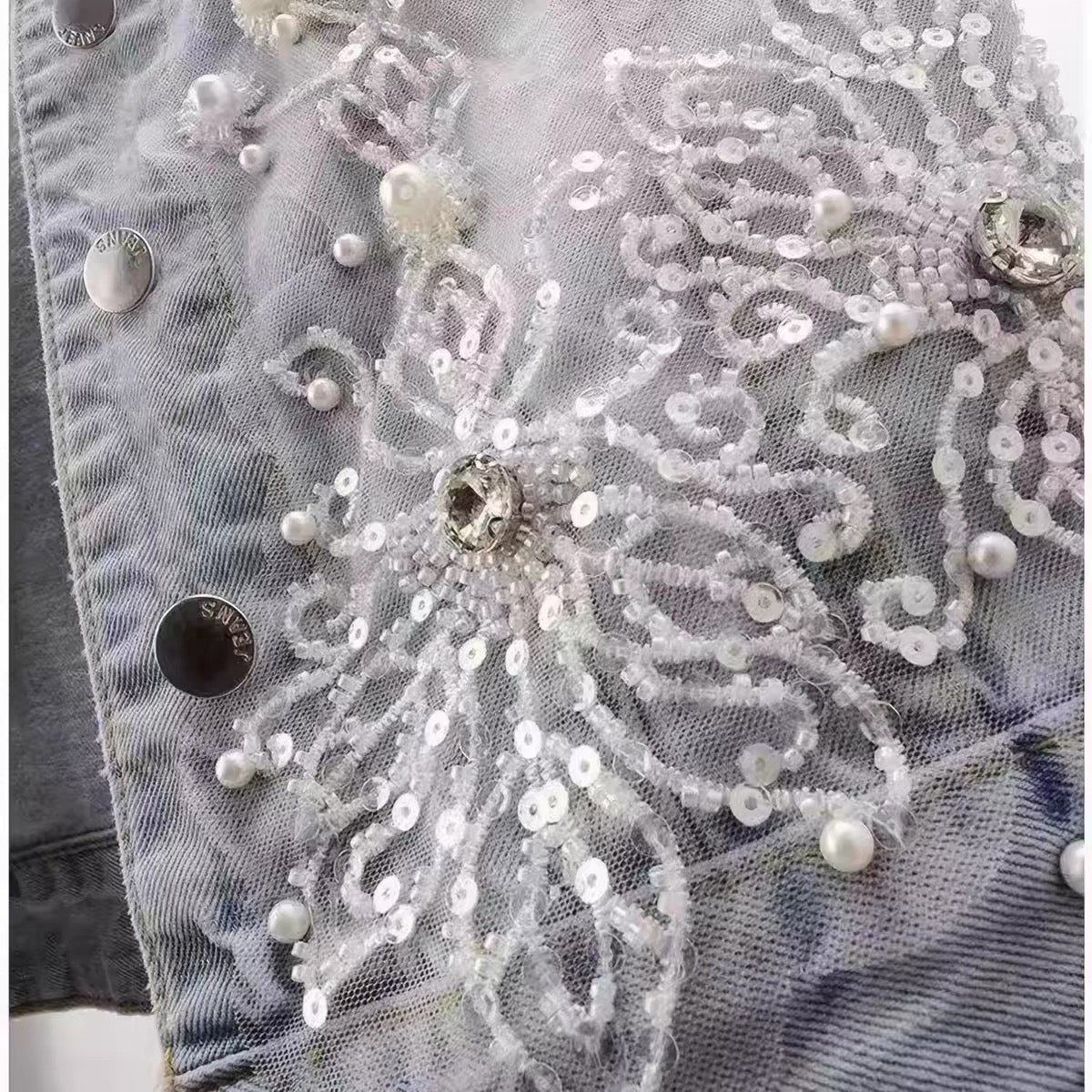 Daisy Lace Denim Vest