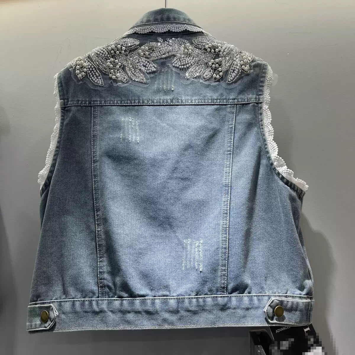 Blue Butterfly Reworked Denim Vest (E)