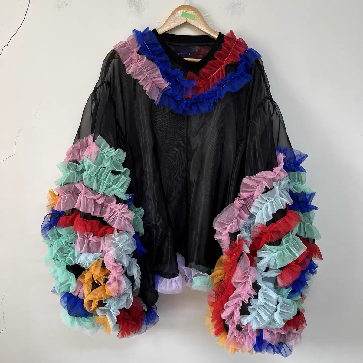 Carnival Sheer Organza Ruffle Hooded Top
