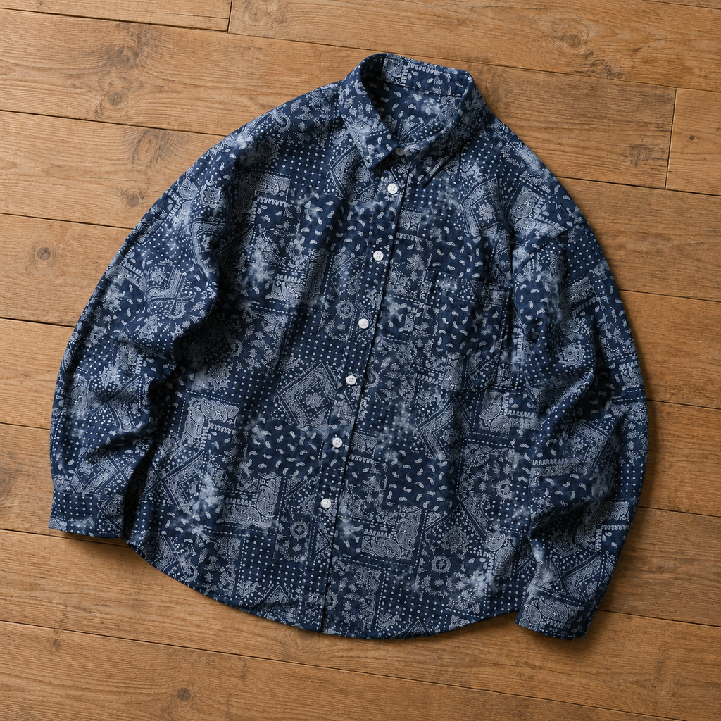 Indigo Paisley Patchwork Shirt