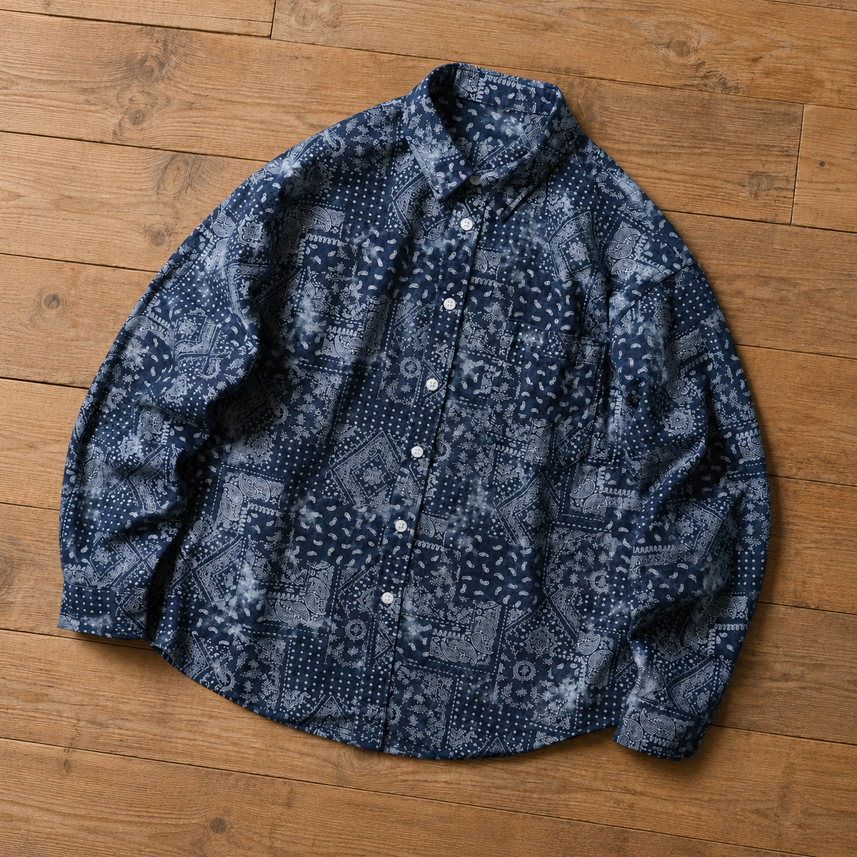 Indigo Paisley Patchwork Shirt