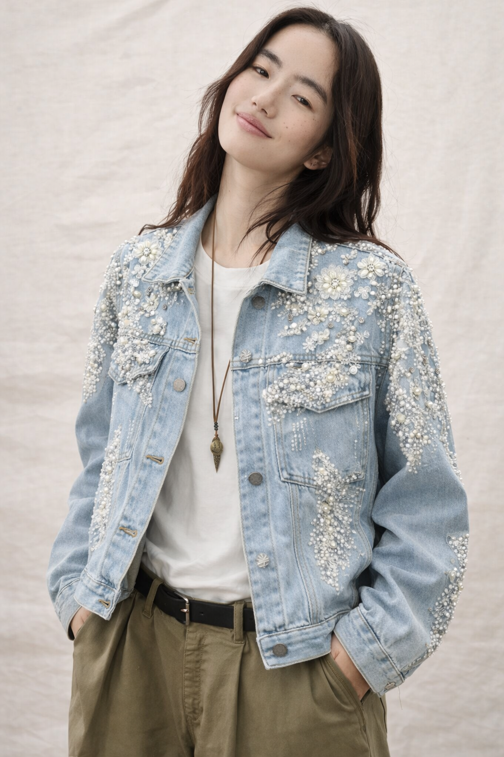 Floral Pearl Embellished Jacket (E)