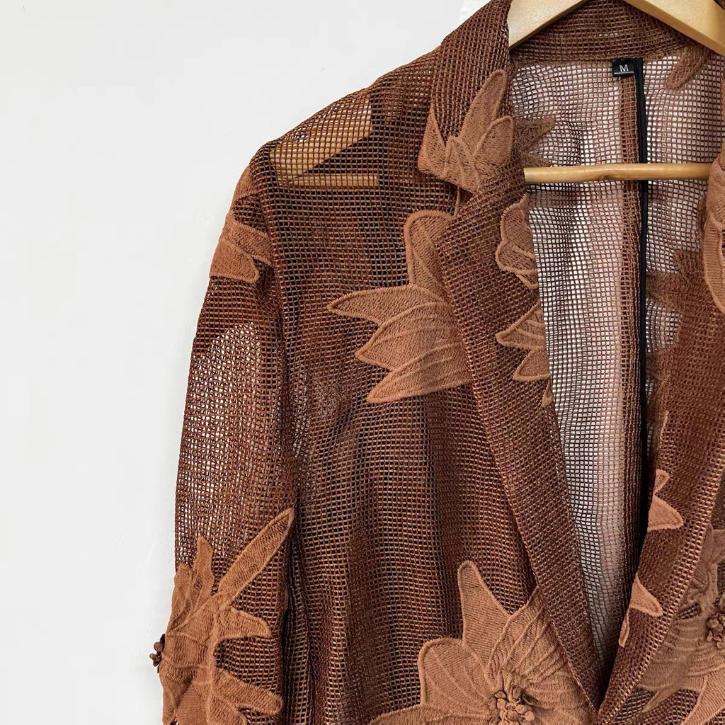 Cocoa Bloom Sheer Blazer