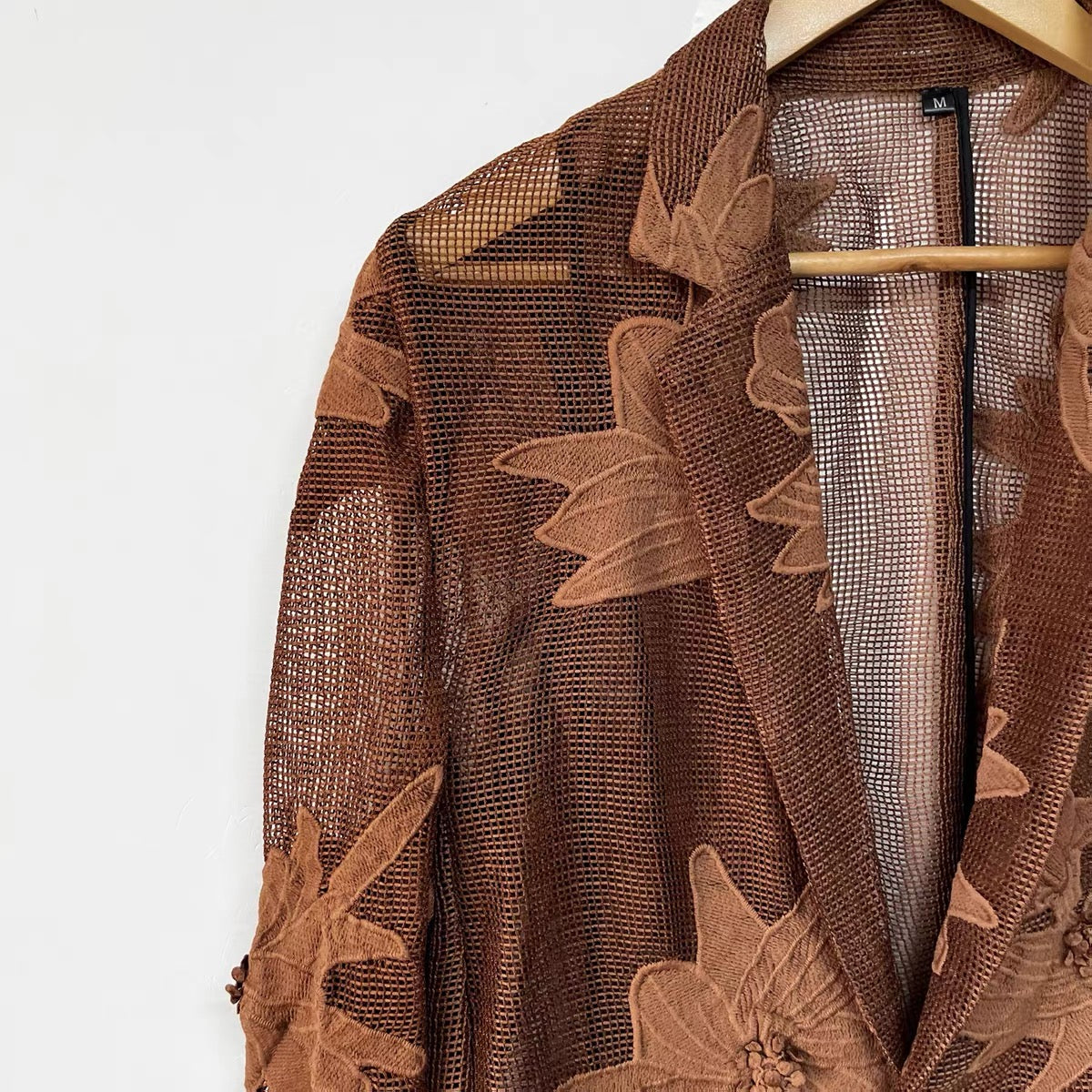 Cocoa Bloom Sheer Blazer