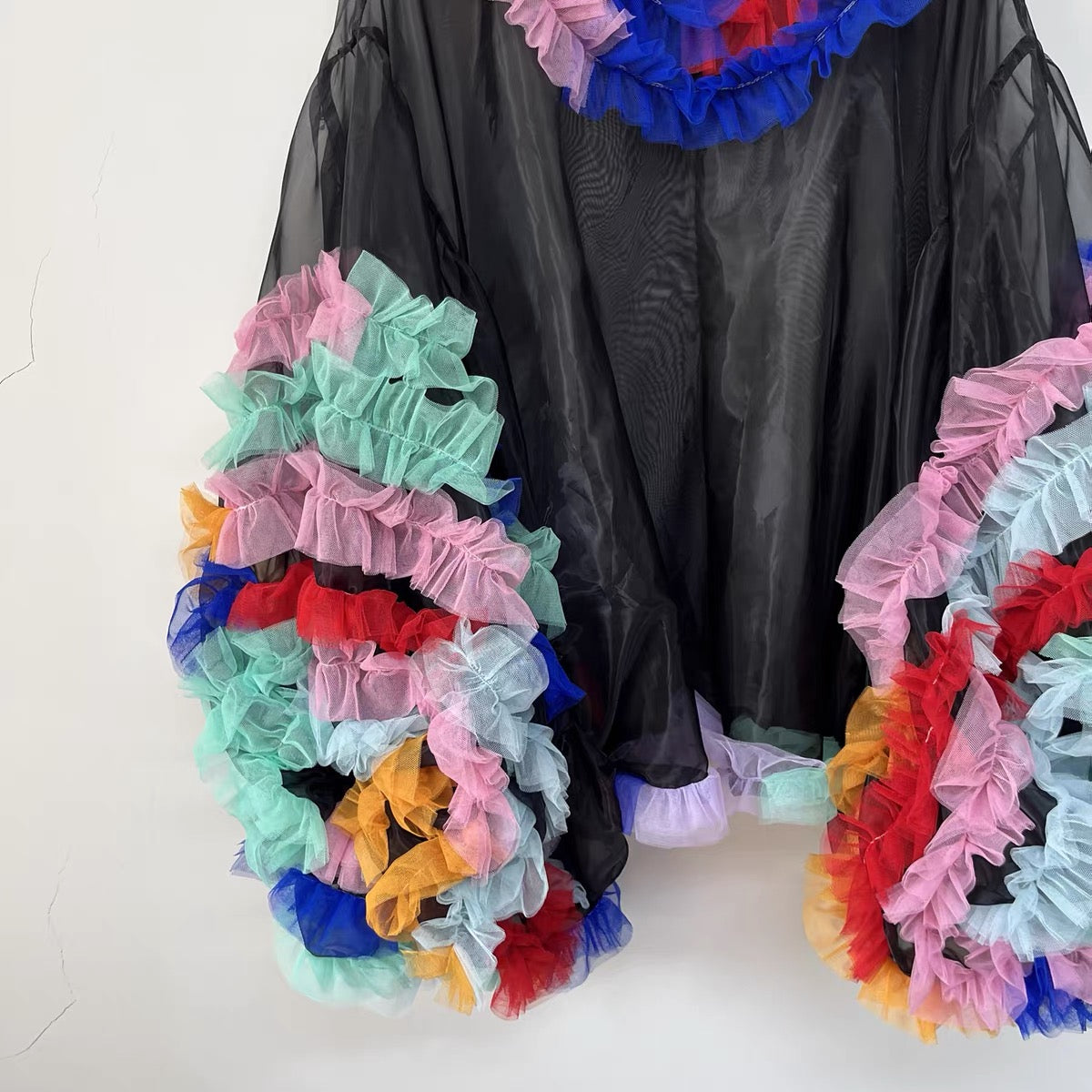 Carnival Sheer Organza Ruffle Hooded Top