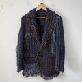 Indigo Mosaic Fringe Blazer