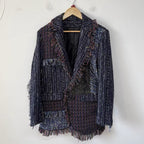 Indigo Mosaic Fringe Blazer
